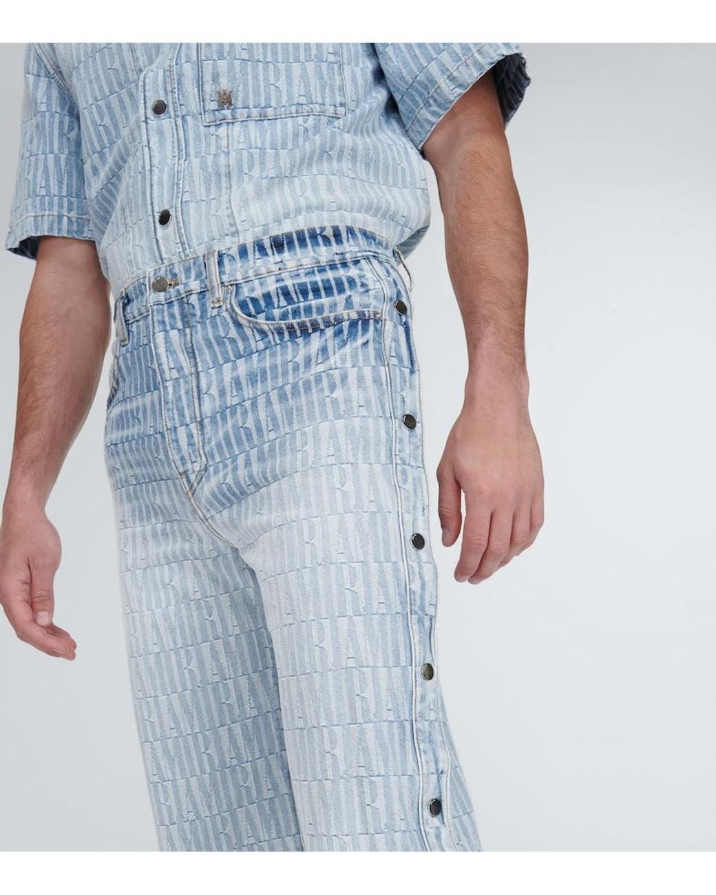 Amiri Blue Logo Jacquard Denim Pants for men
