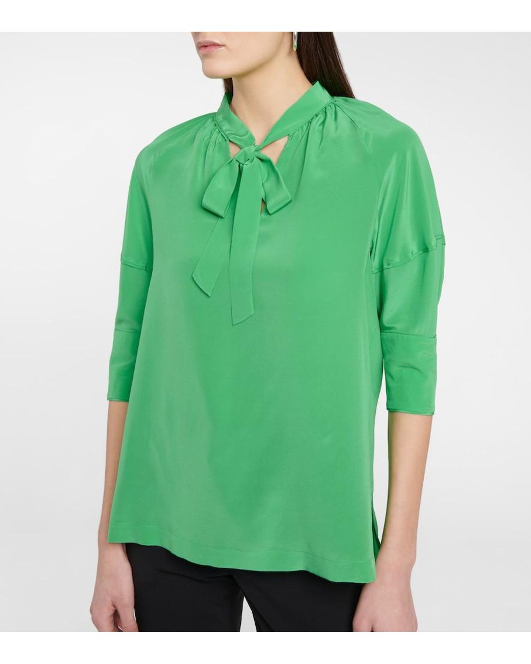 Diane von Furstenberg Green Lynn Silk Crêpe De Chine Blouse