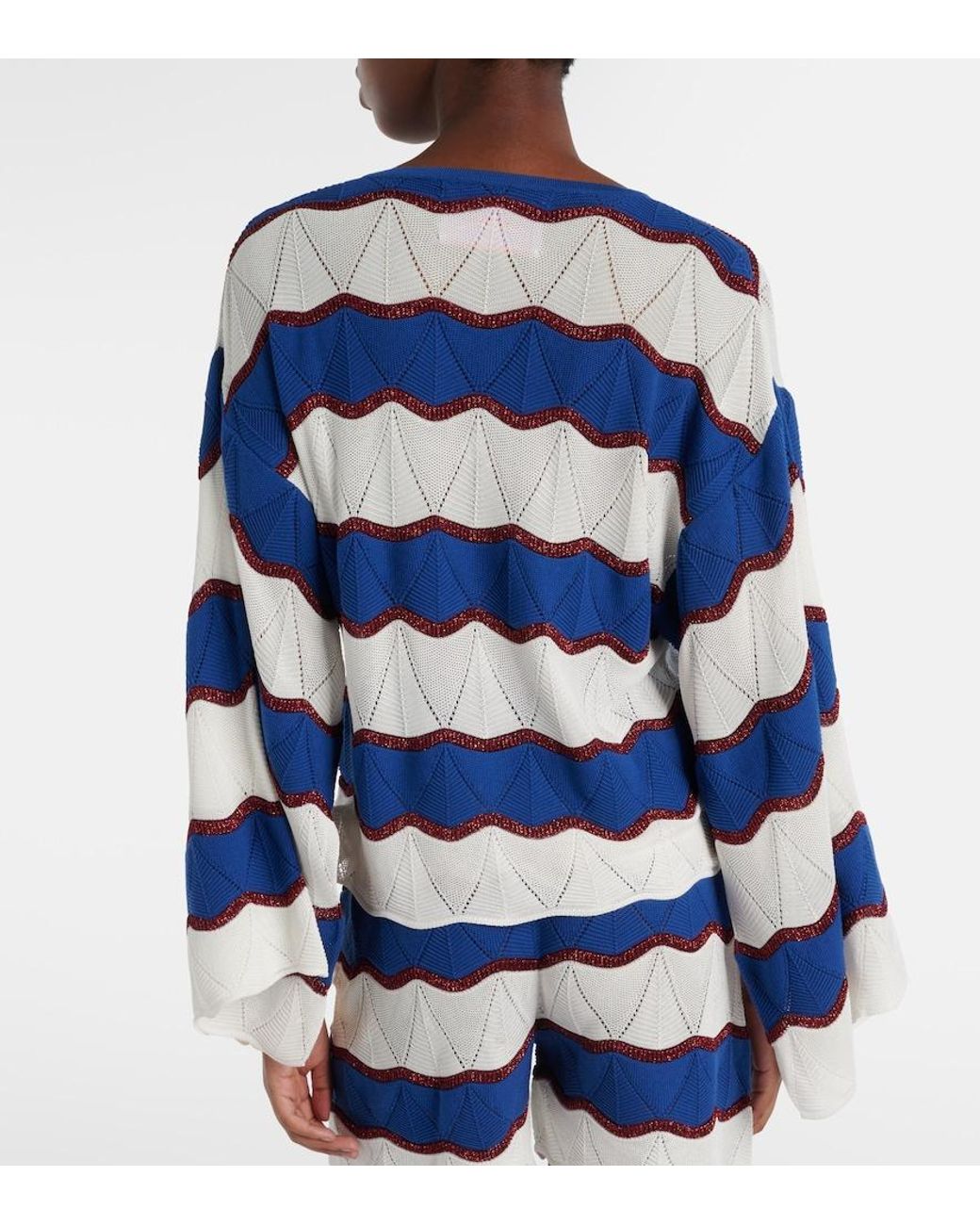 LaDoubleJ Blue Hang Ten Striped Cotton-Blend Top
