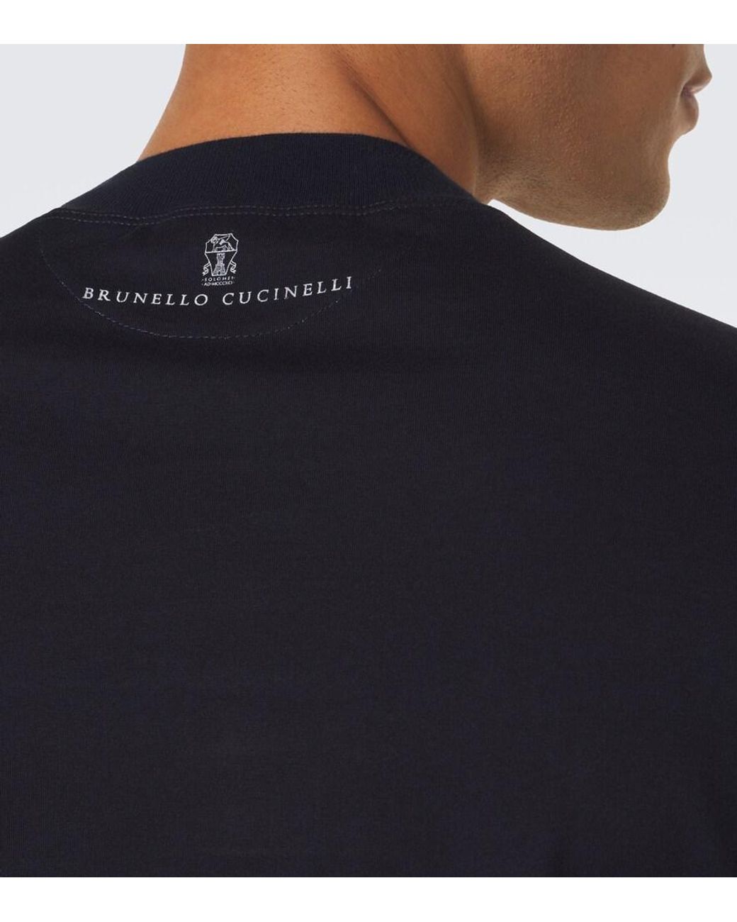 Brunello Cucinelli Blue Printed Cotton Jersey T-Shirt for men