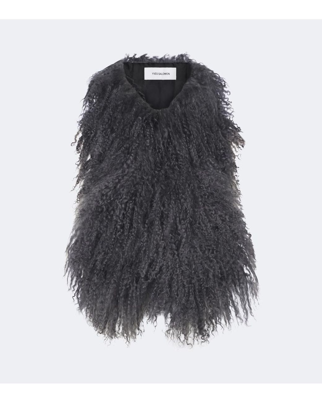 Yves Salomon Black Shearling Scarf