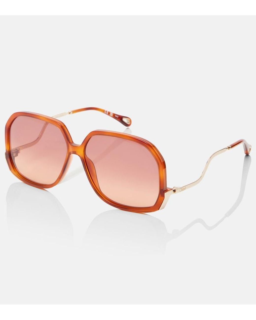 Chloé Pink Eckige Sonnenbrille Wavy