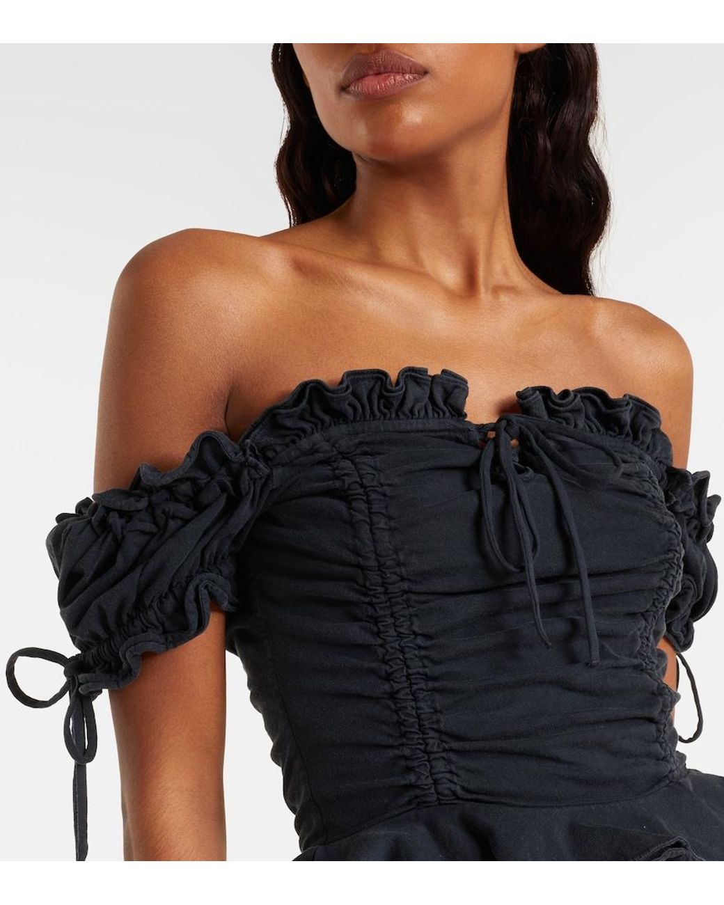 Balenciaga Black Gathered Cropped Top