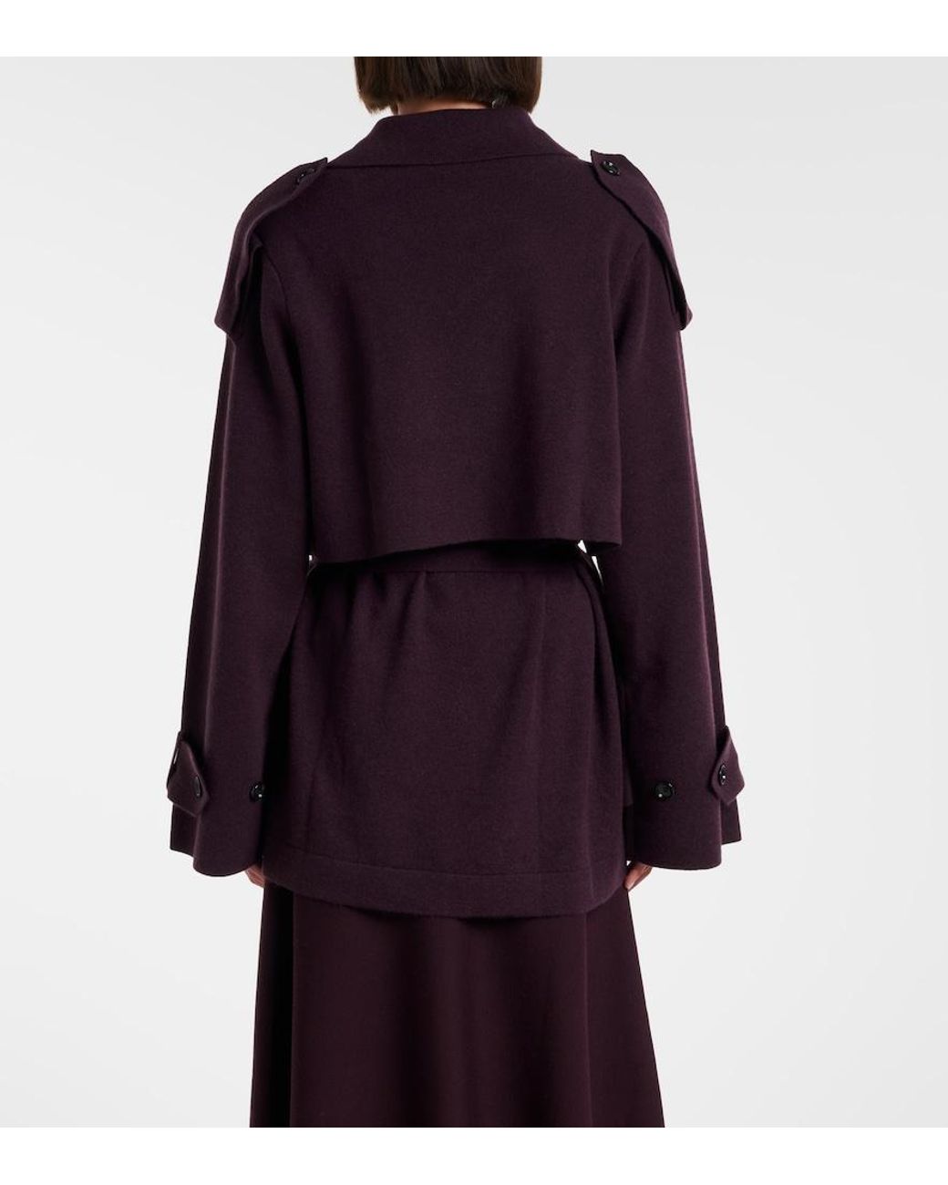 Jardin Des Orangers Purple Cropped Wool And Cashmere Trench Coat