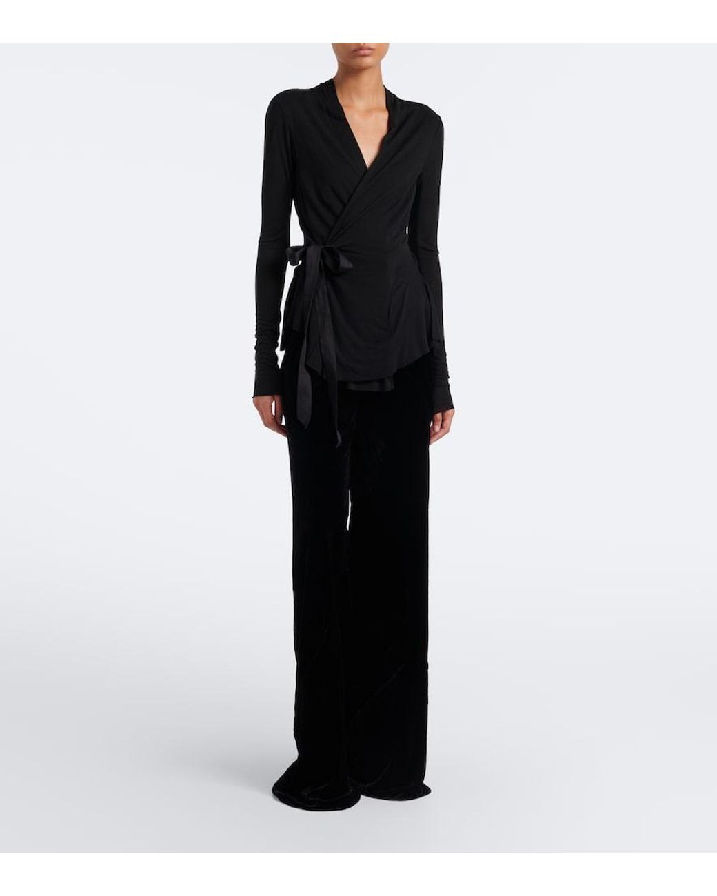 Rick Owens Black Bias Wide-Leg Pants