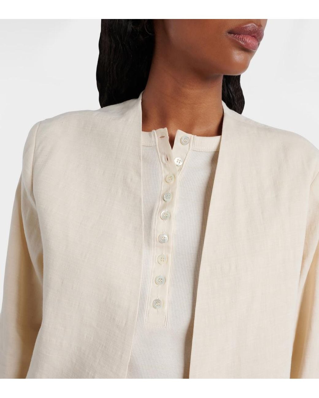 Leset White Belle Linen-Blend Jacket