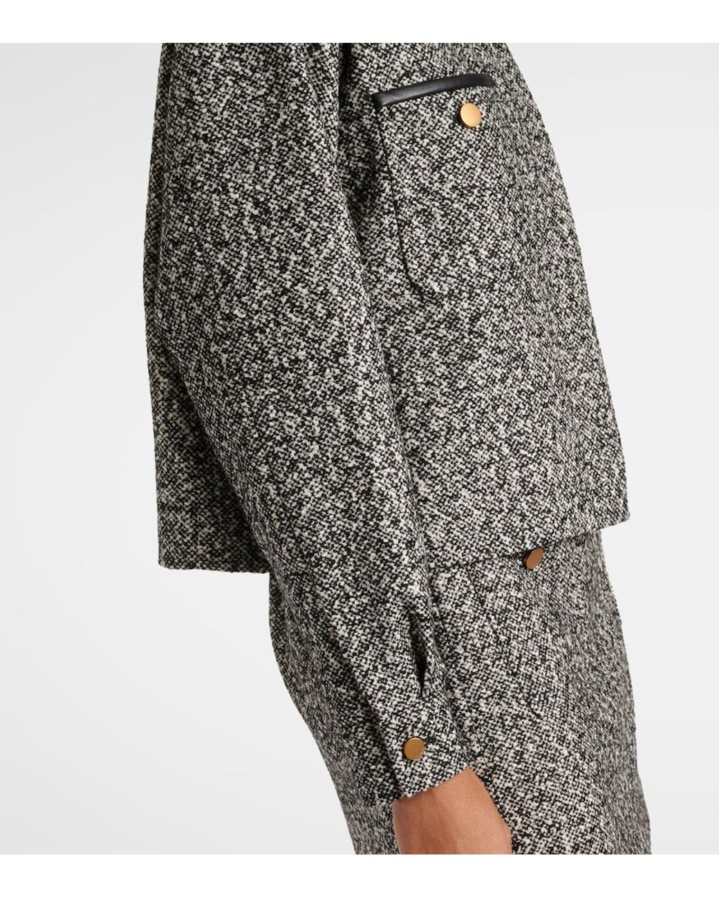 Max Mara Gray Demien Wool-Blend Tweed Jacket
