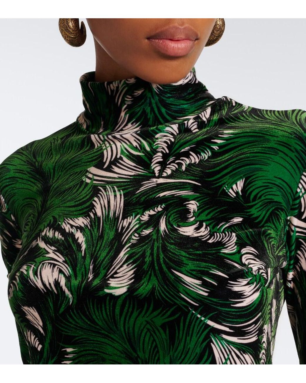 LaDoubleJ Green Printed Velvet Top