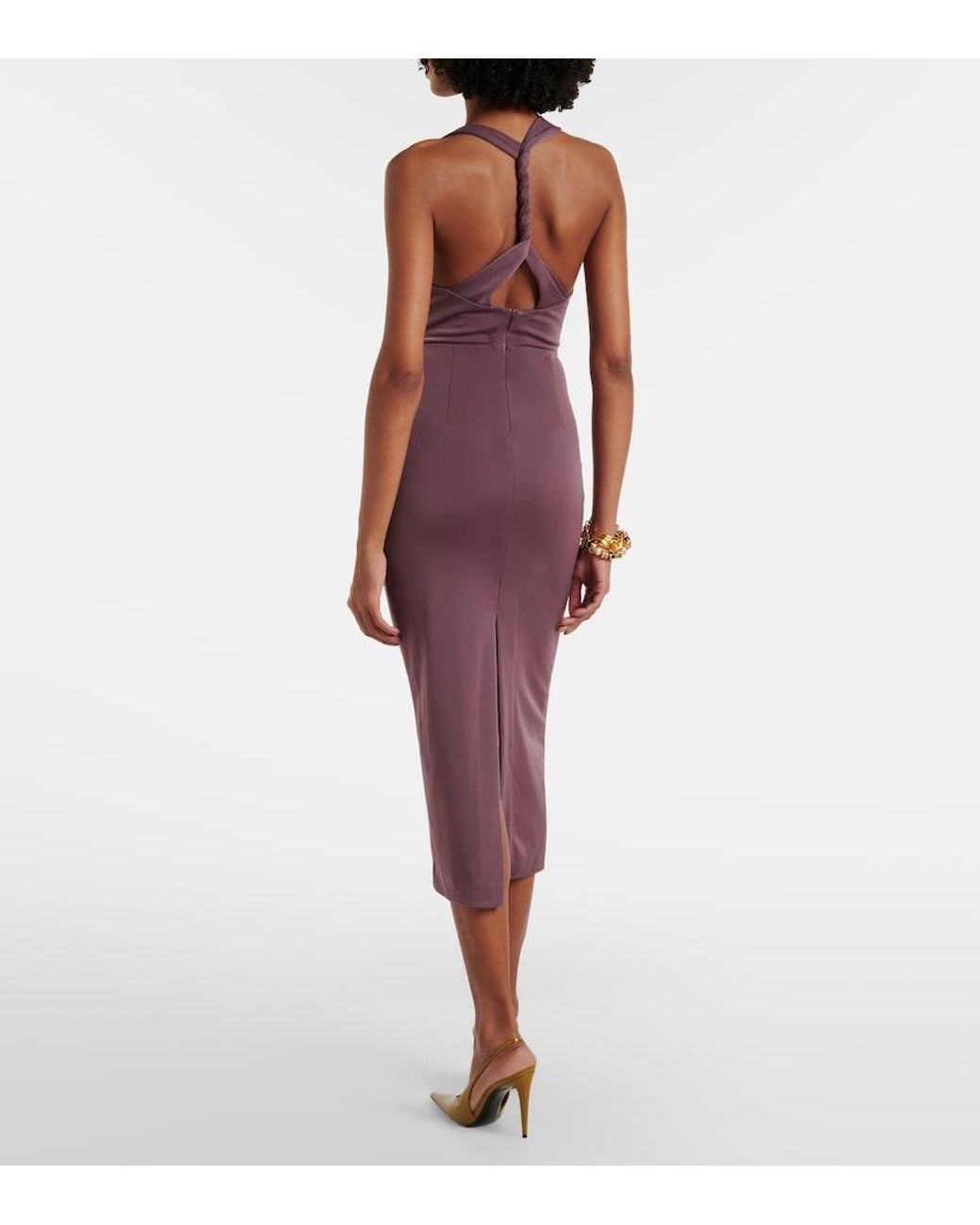 Rebecca Vallance Purple Nala Embellished Midi Dress