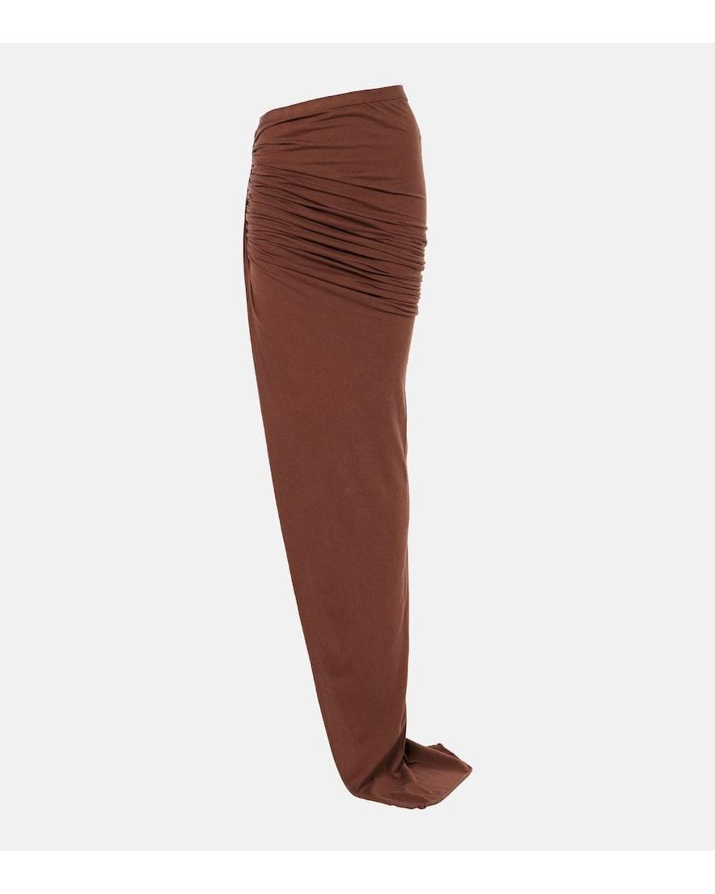 Rick Owens Brown Drkshdw Edfu Cotton Jersey Maxi Skirt