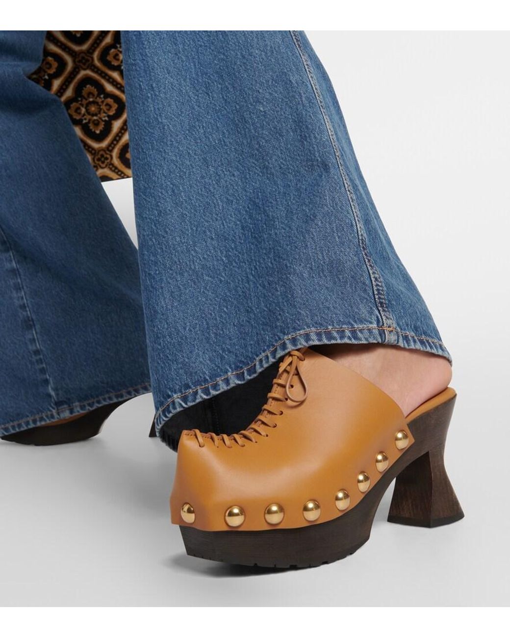 Etro Brown 50 Leather Platform Clogs