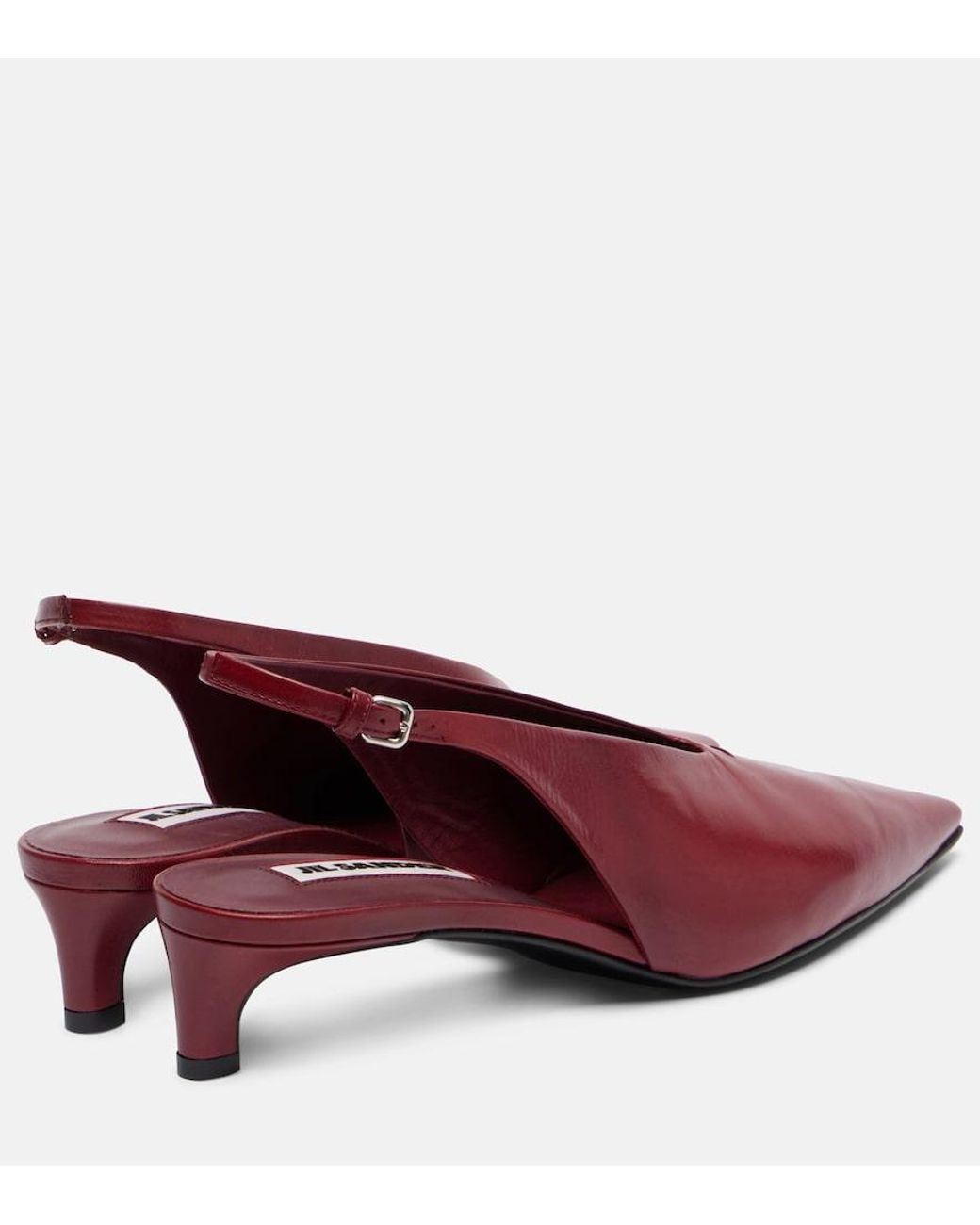 Jil Sander Red Pointy Leather Slingback Pumps