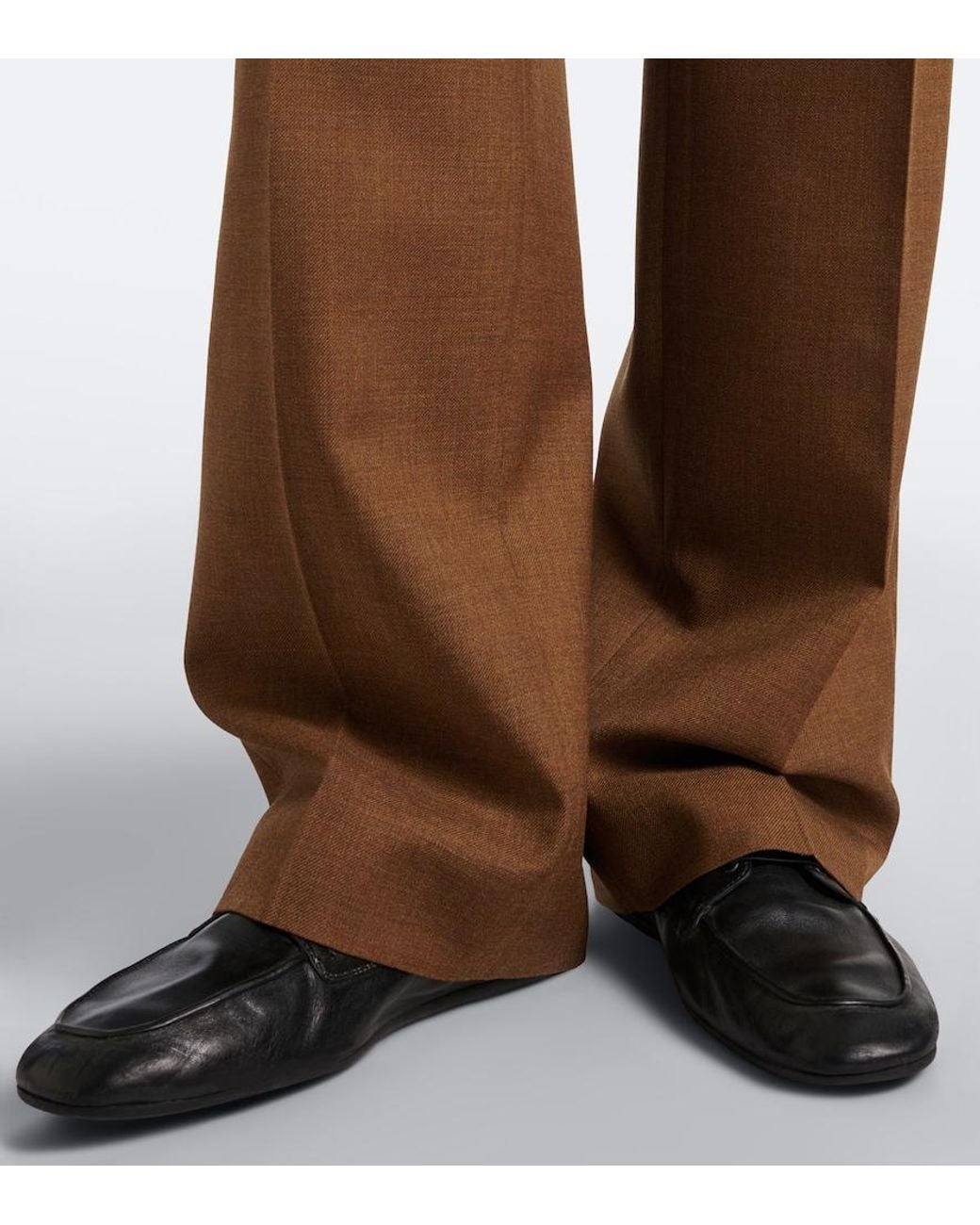 Prada Brown Pleated Virgin Wool Straight Pants