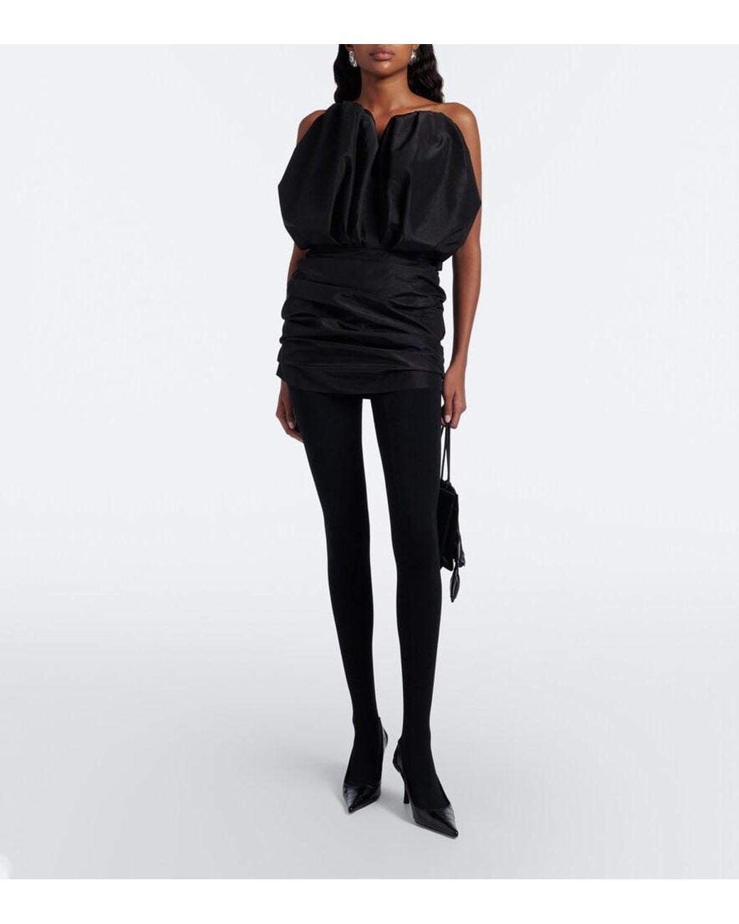 Magda Butrym Black Ruched Silk Bustier Dress