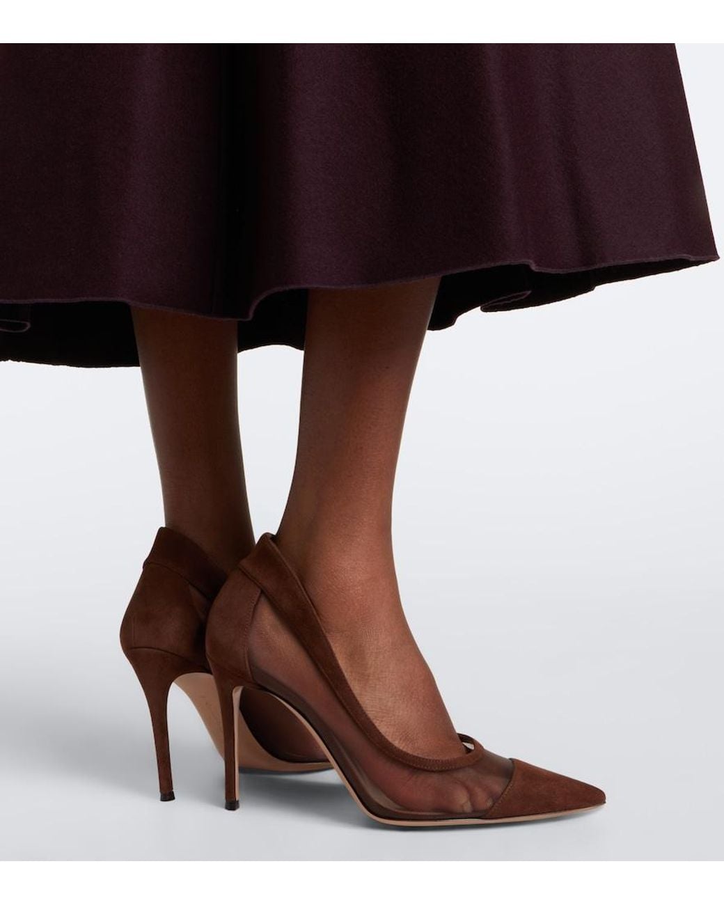 Gianvito Rossi Brown Leather-Trimmed Pumps