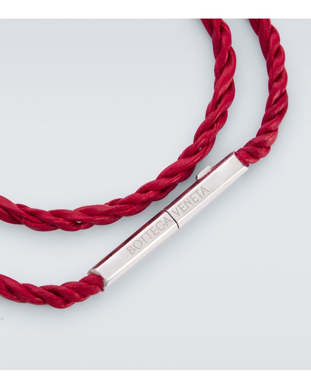 Bottega Veneta Red Knot Sterling And Leather Bracelet for men