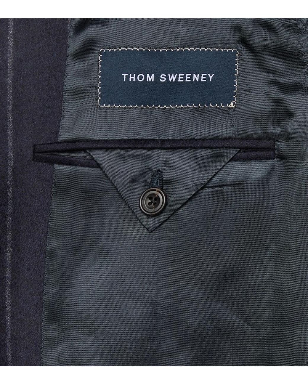 Thom Sweeney Blue Chalk Stripe Wool And Cashmere Suit for men