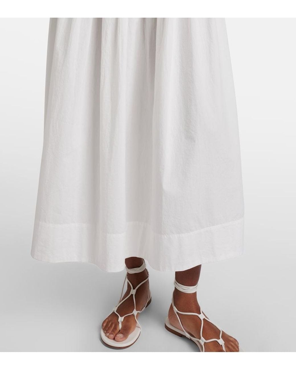 Doen White Midikleid Marianne Aus Baumwollpopeline
