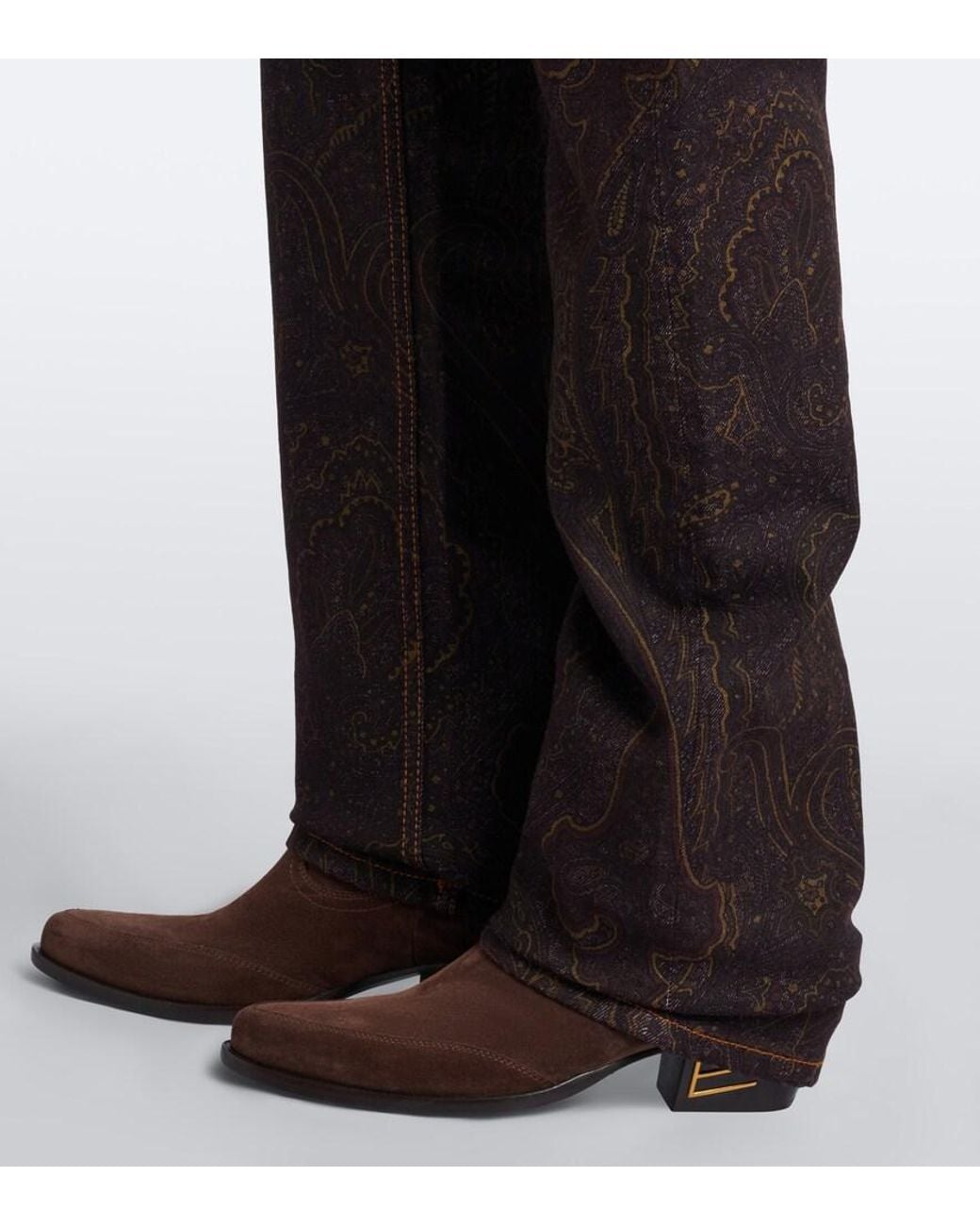 Etro Black Paisley Straight Jeans