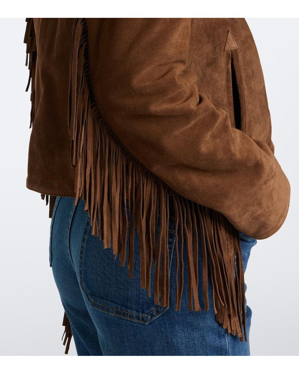 Nili Lotan Brown Eloi Fringed Suede Jacket