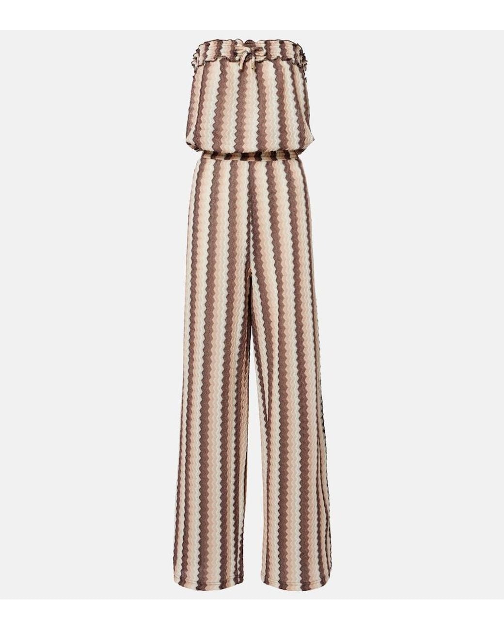 Melissa Odabash Natural Viv Striped Jumpsuit