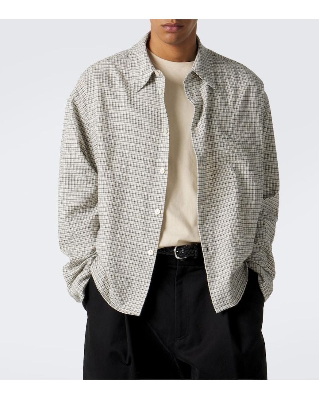 Studio Nicholson Gray Checked Cotton Shirt for men