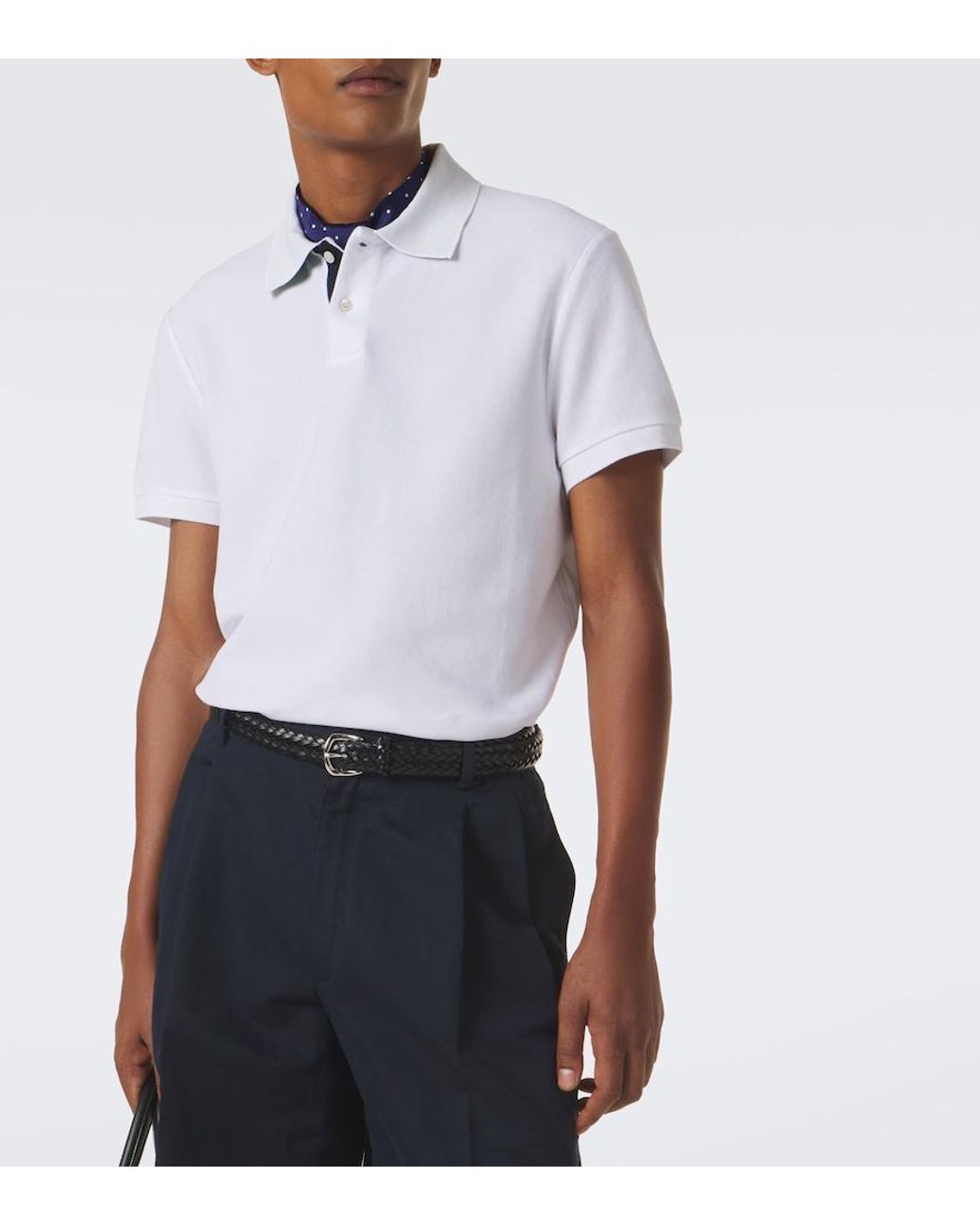 Dunhill White Cotton Pique Polo Shirt for men