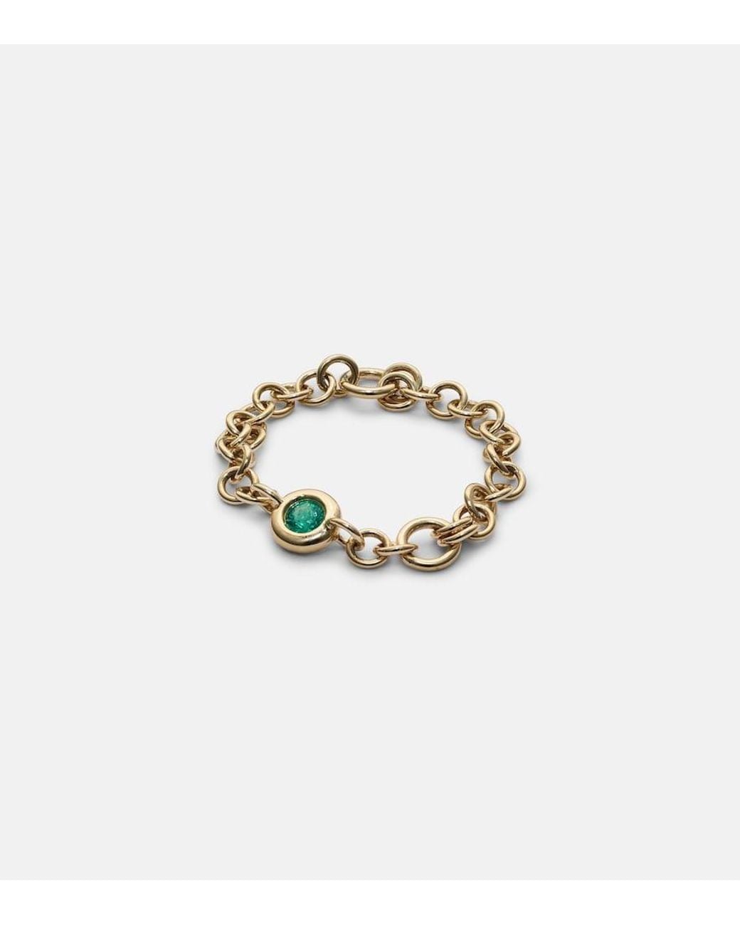 Spinelli Kilcollin Metallic Gravity Estrella 18Kt Chain Ring With Emerald