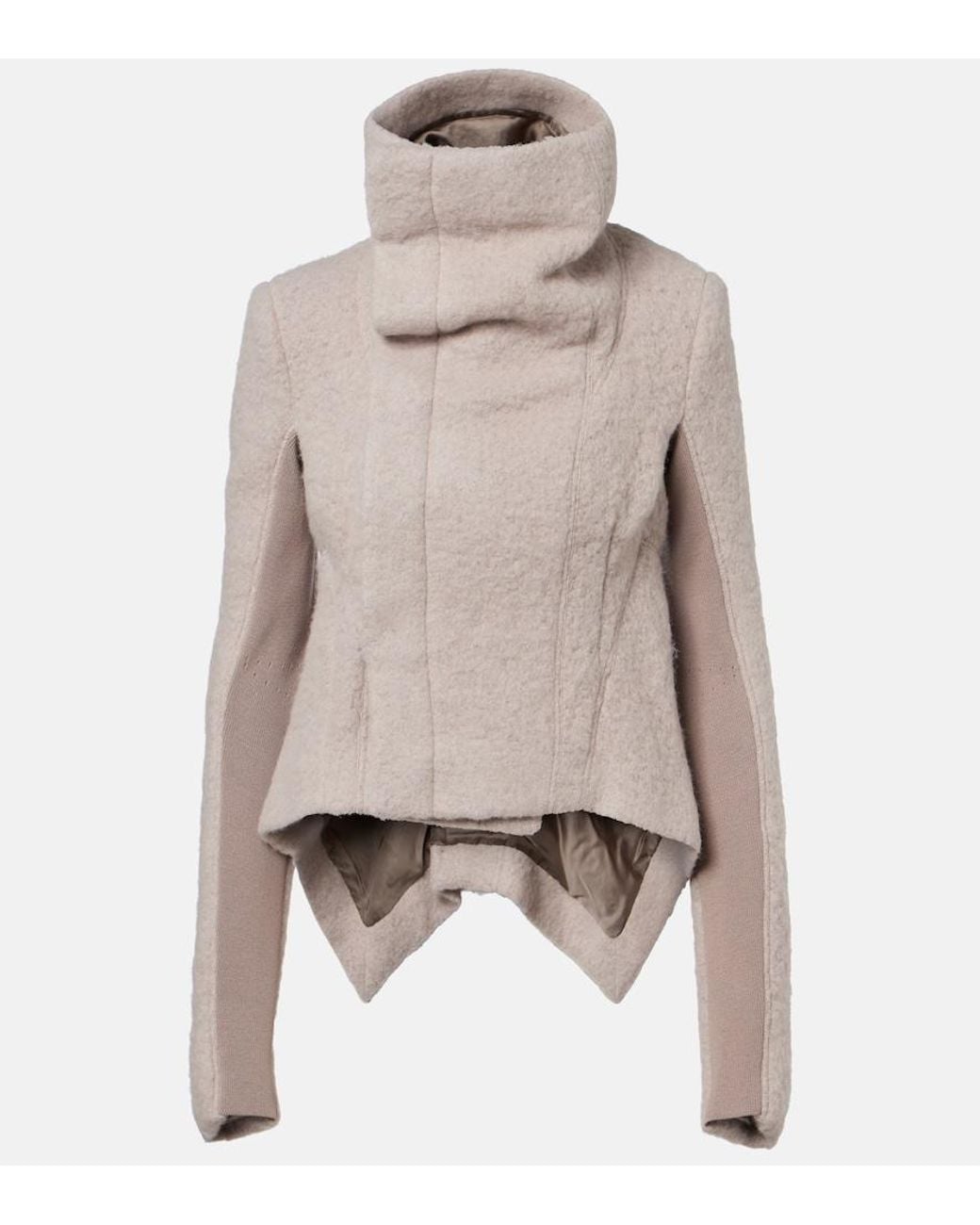Rick Owens Gray Asymmetric Alpaca And Wool-Blend Jacket