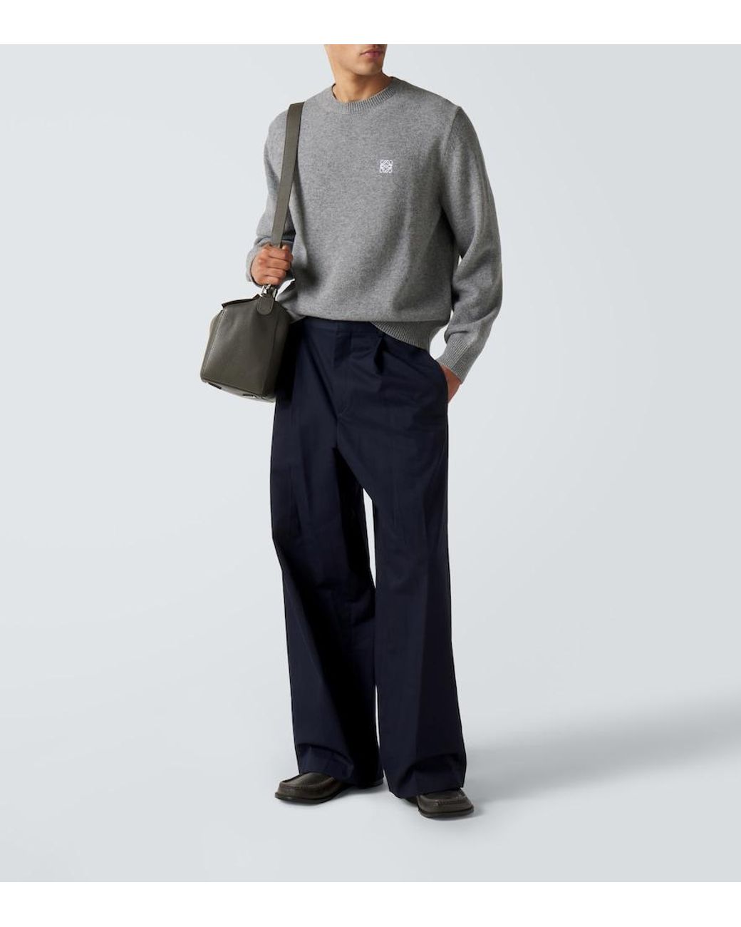 Loewe Gray Anagram Wool Sweater for men