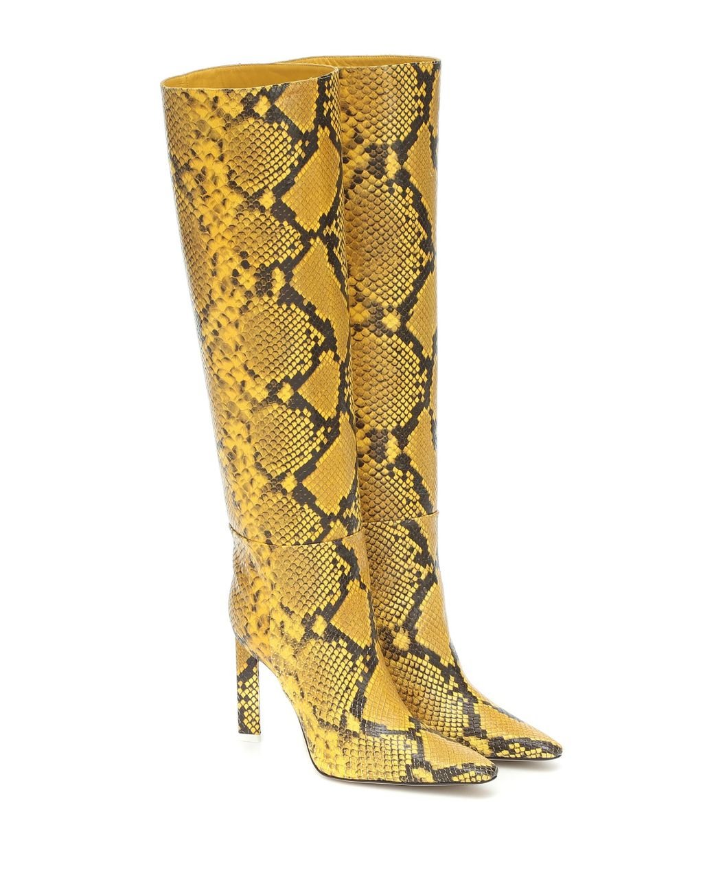 The Attico Snake-effect Leather Knee-high Boots in Yellow - Lyst