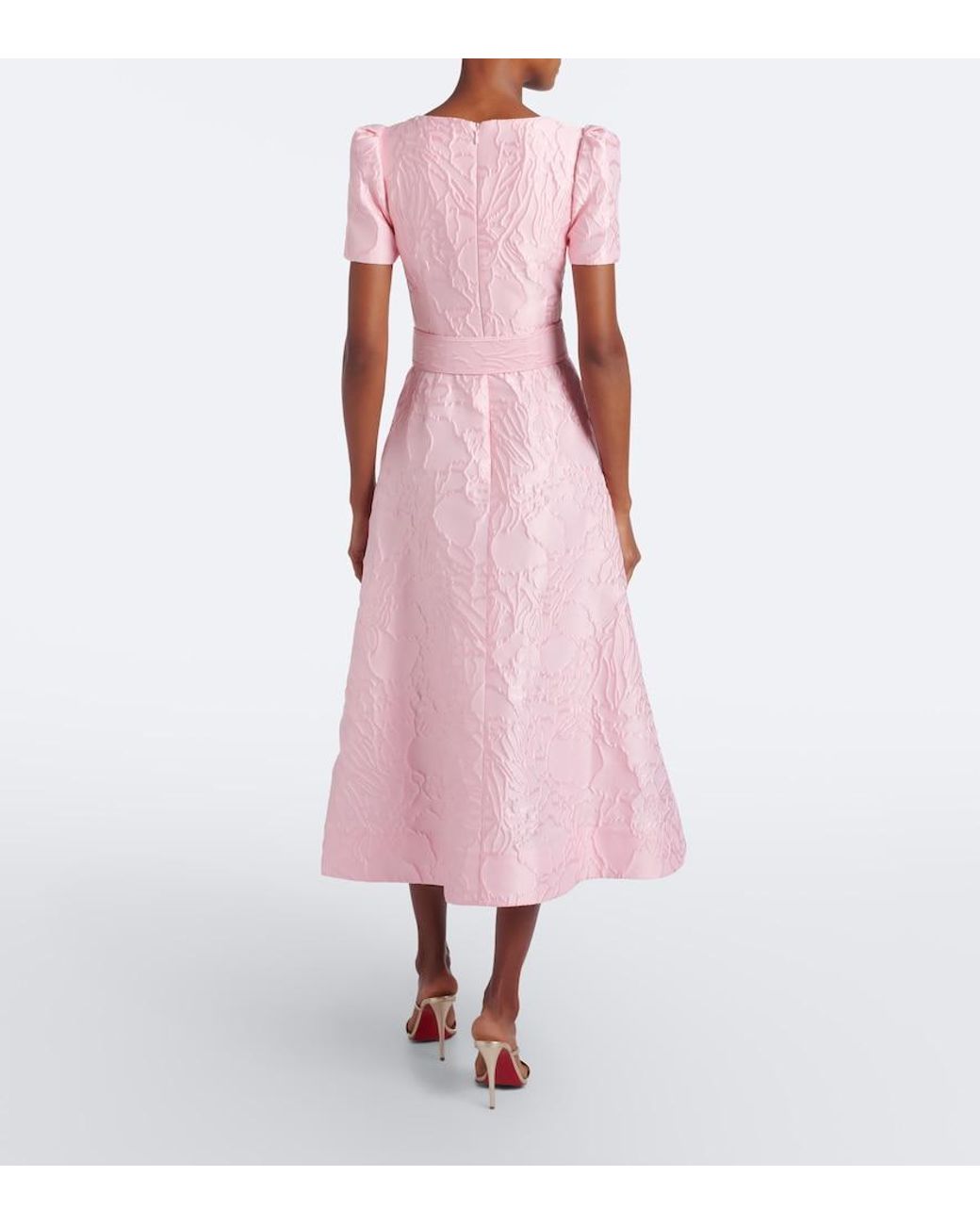 Rebecca Vallance Pink Helmsley Belted Jacquard Bustier Dress