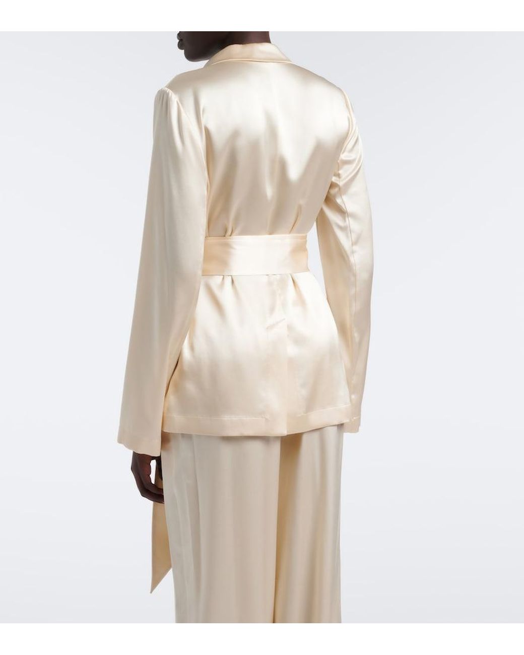 Joseph Natural Archer Belted Silk Satin Jacket