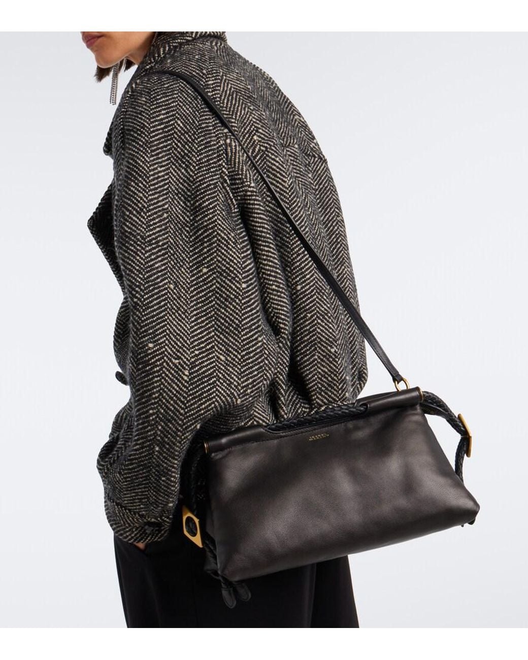 Isabel Marant Black Pipa Medium Leather Top-Handle Bag