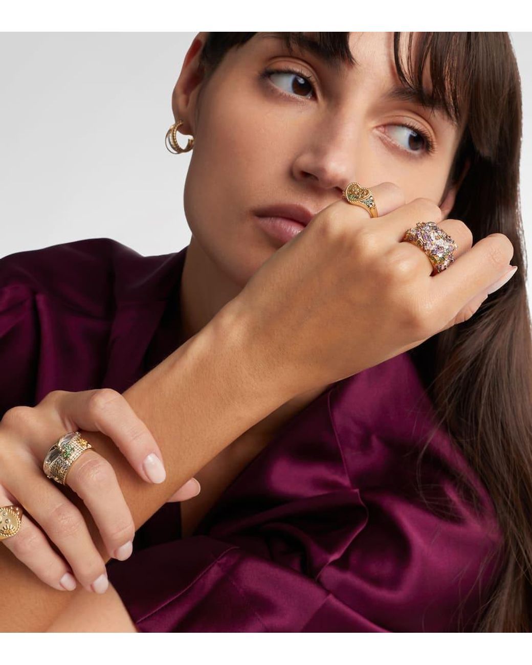 Yvonne Léon White Ring Jolie Fleur Aus 9Kt Gelbgold (375/1000) Mit Edelsteinen