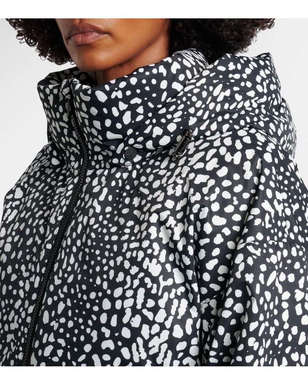 Perfect Moment Black Bubble Leopard-Print Down Ski Jacket