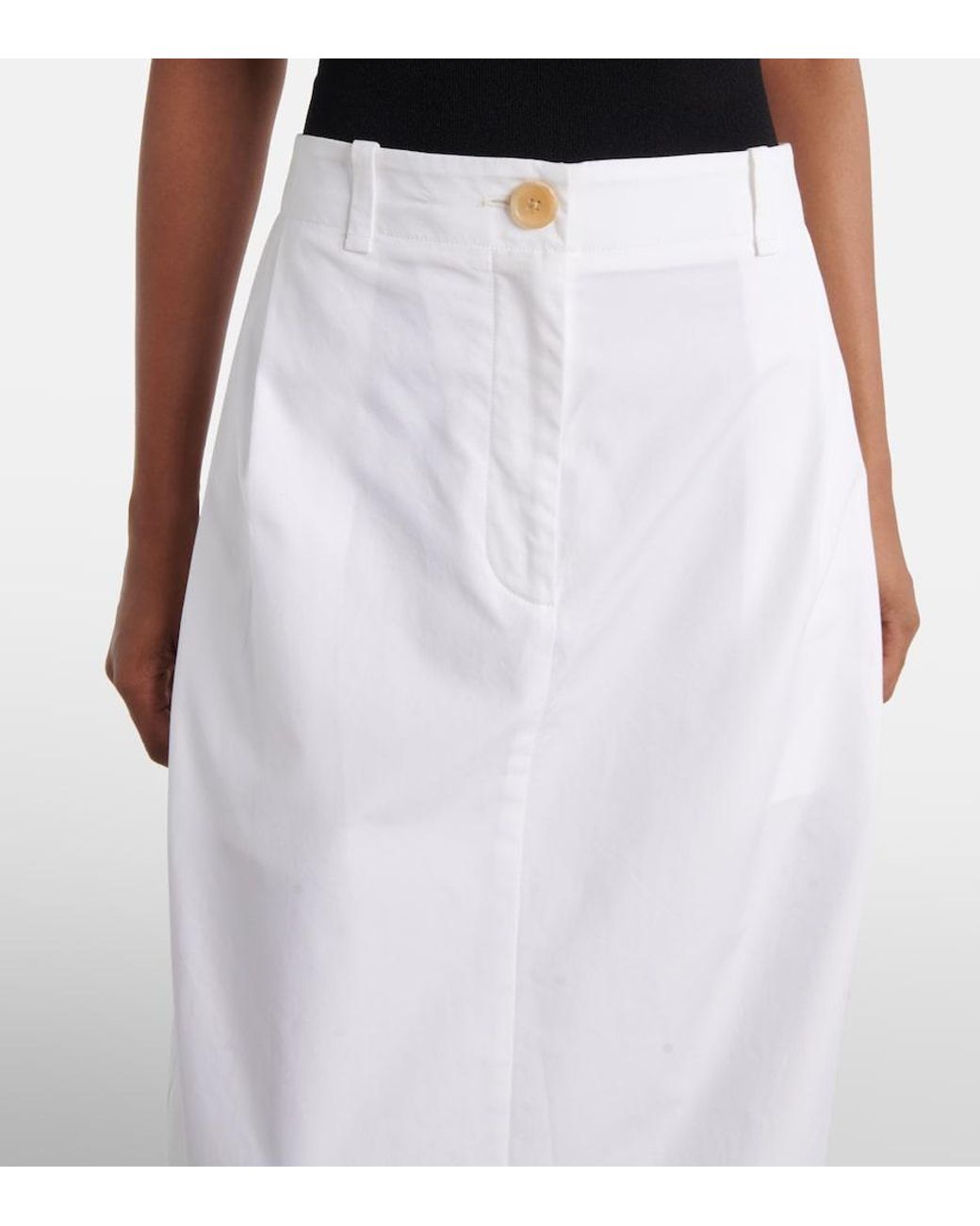 Khaite White Lucian Cotton Poplin Maxi Skirt