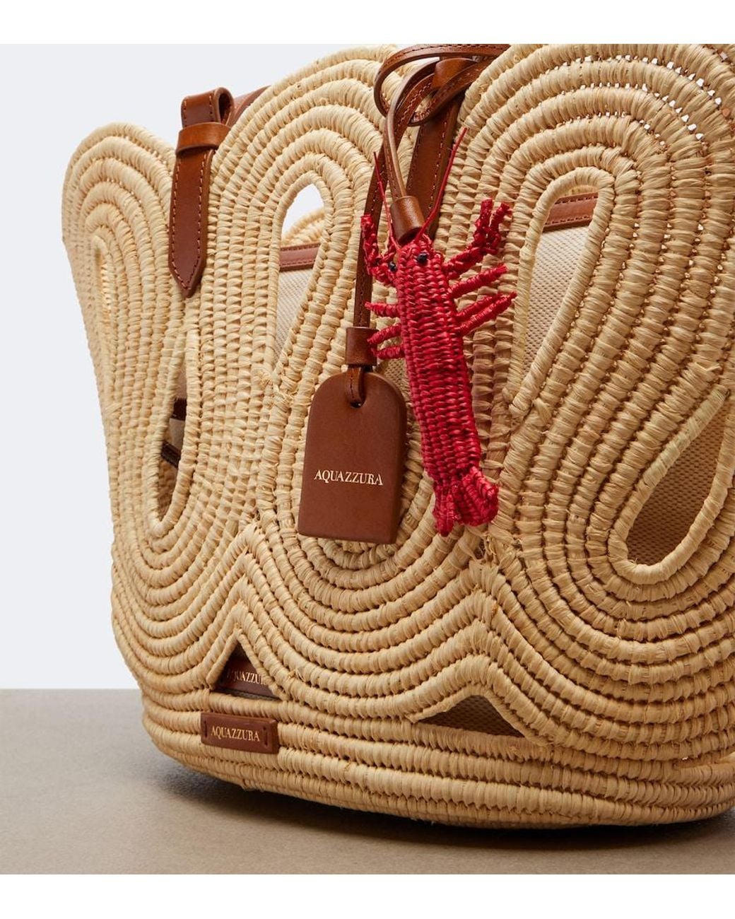 Aquazzura Natural Artiste Medium Raffia Tote Bag