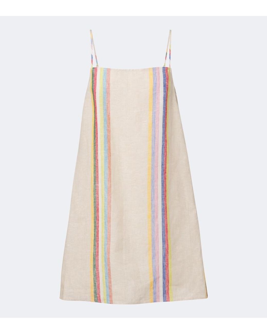 Staud White Laura Striped Linen Minidress