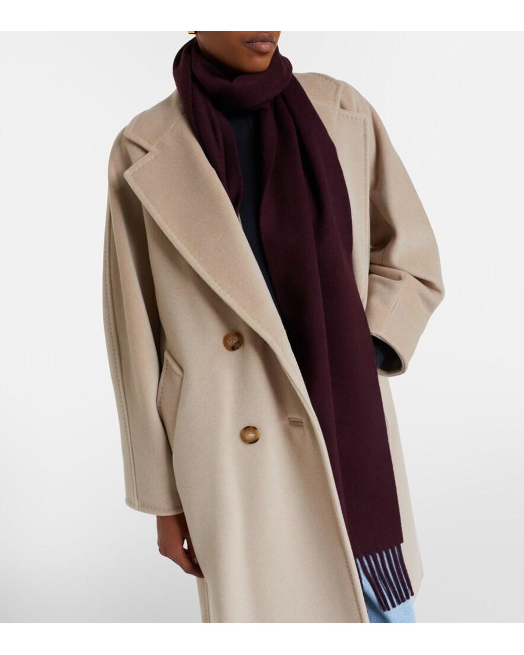 Max Mara Purple Logo Wool Scarf