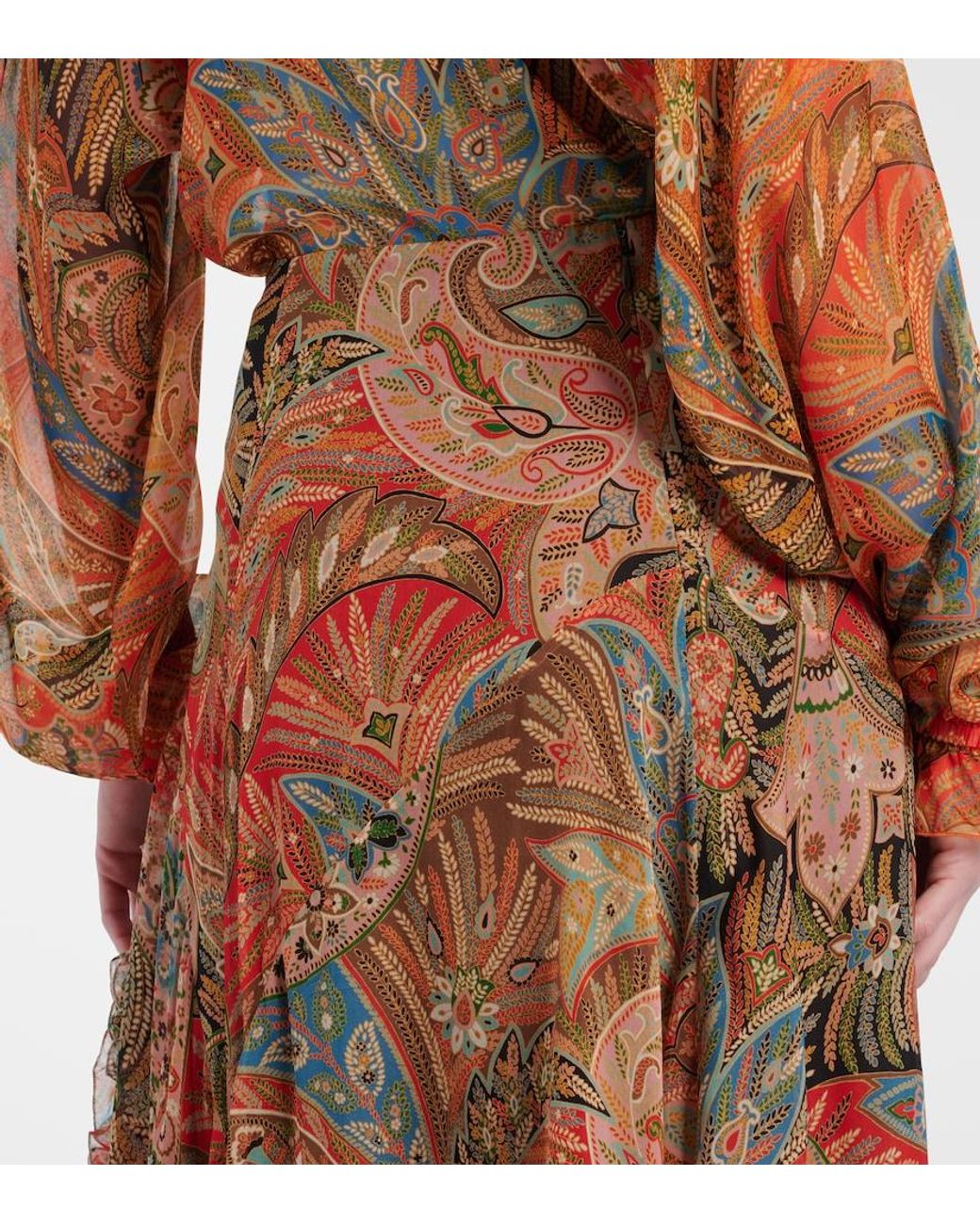 Etro Brown Printed Silk Maxi Skirt