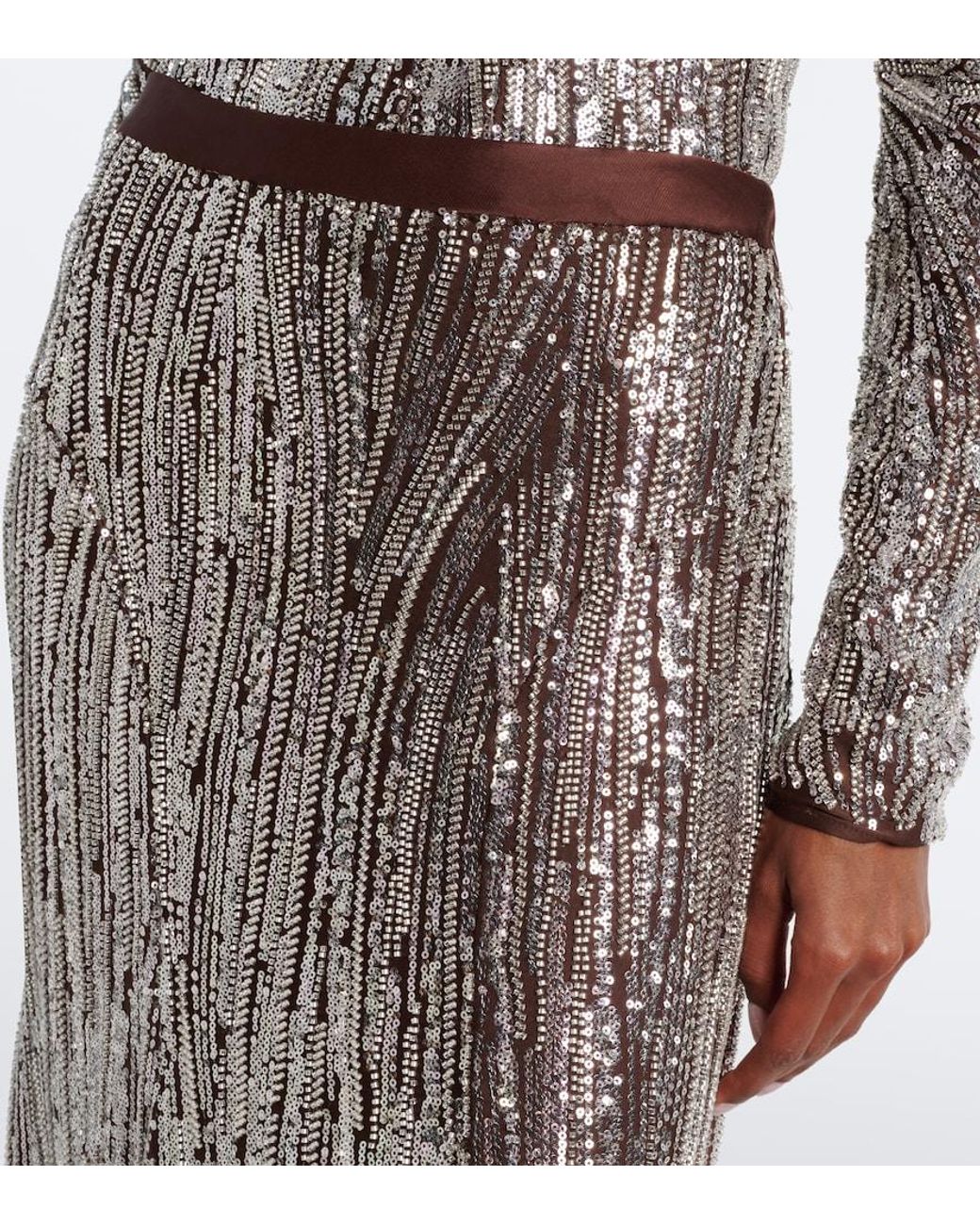 Rabanne Brown Sequined Maxi Skirt