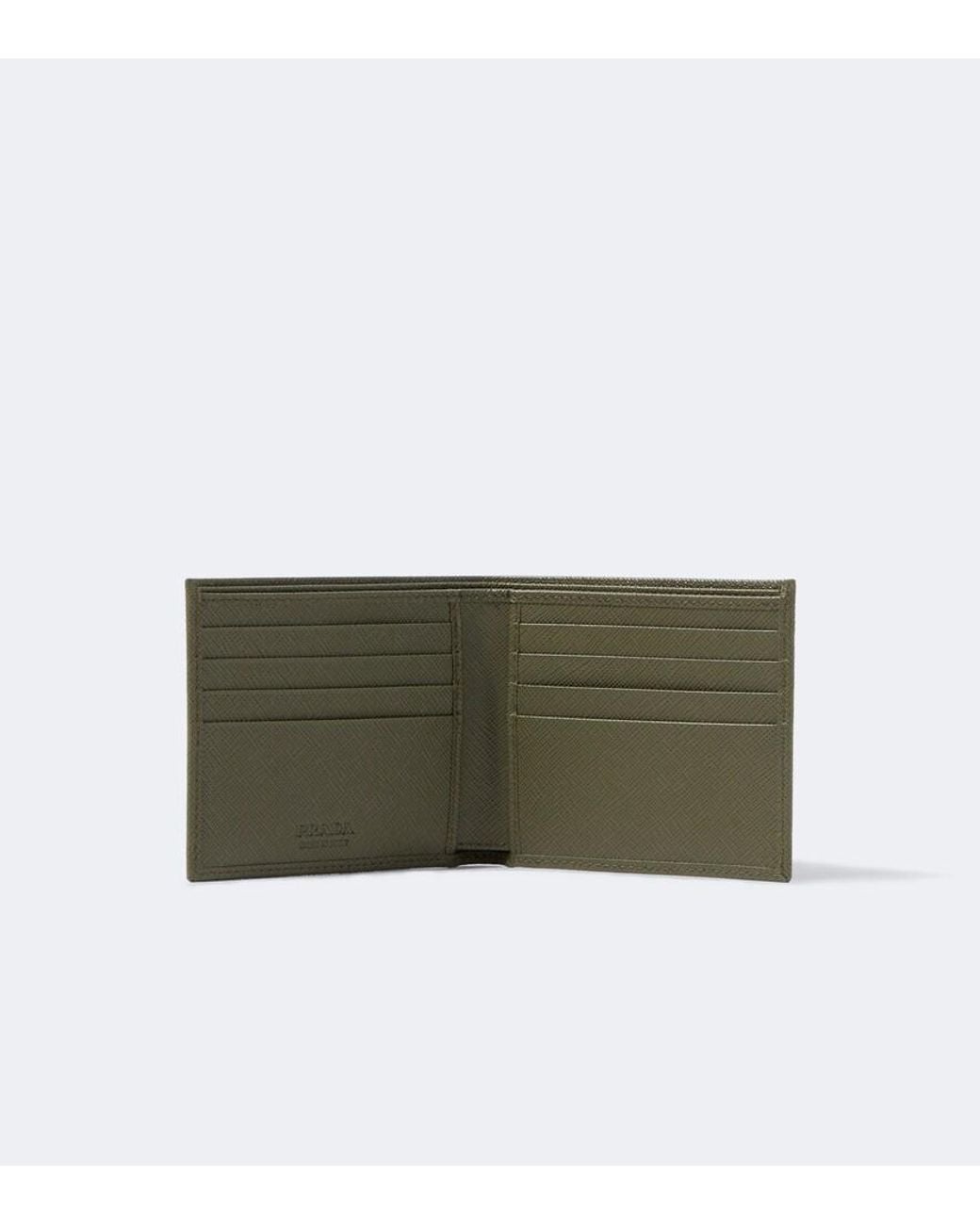 Prada Green Saffiano Leather Bi-Fold Wallet for men