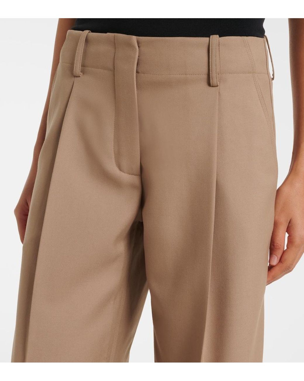 Proenza Schouler Natural Halima Wool-Blend Gabardine Wide-Leg Pants