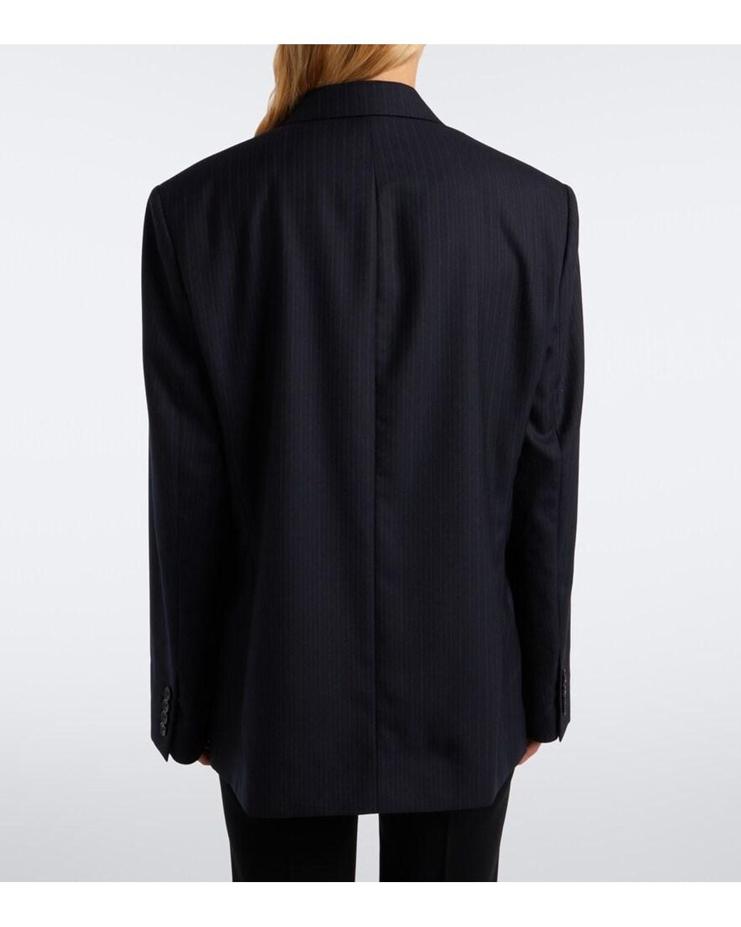 The Row Blue Gelda Chalk Stripe Wool Blazer