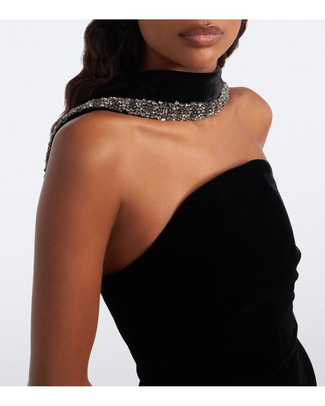 Roland Mouret Black Embellished Halterneck Velvet Gown