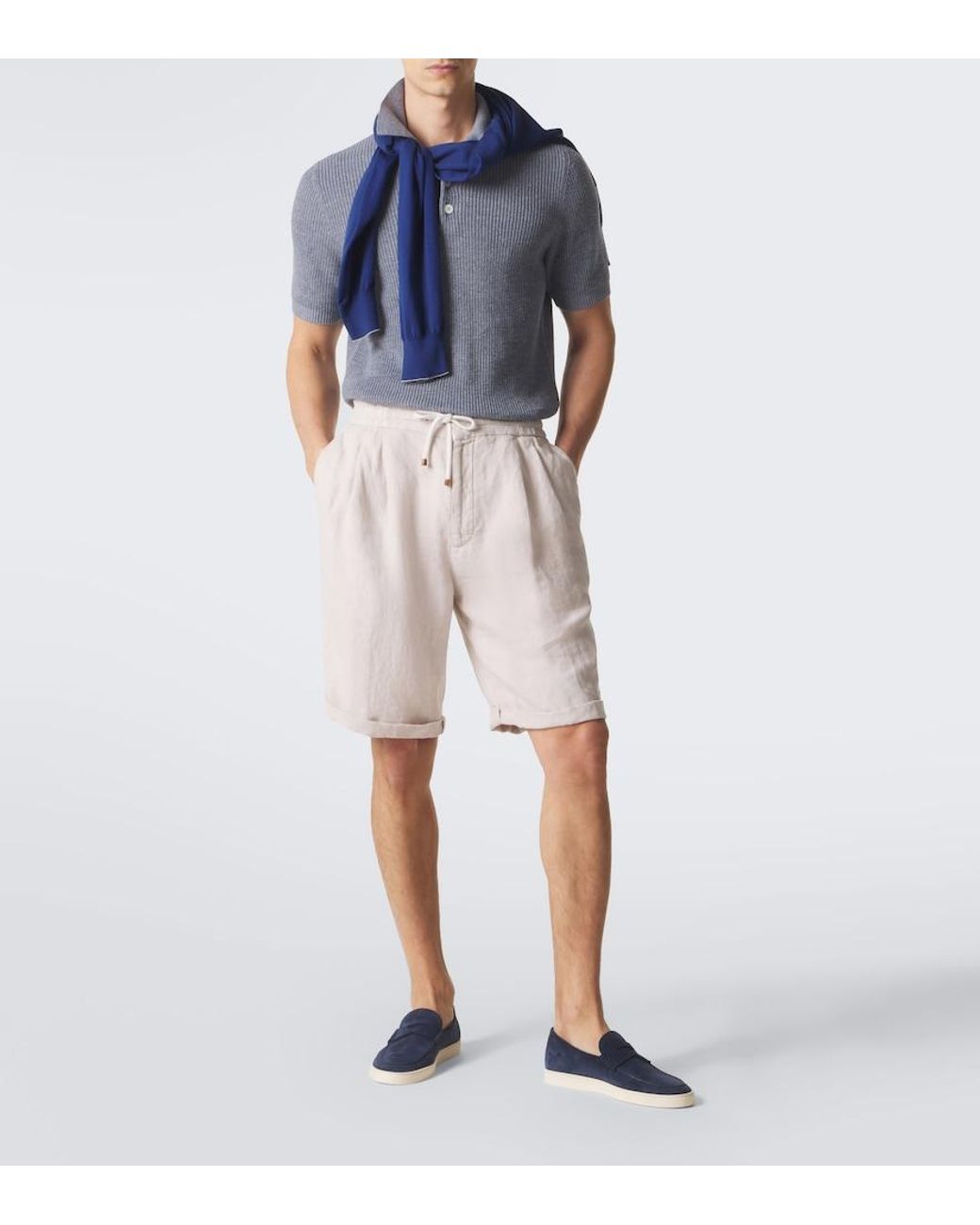 Brunello Cucinelli Blue Suede Slip-On Sneakers for men