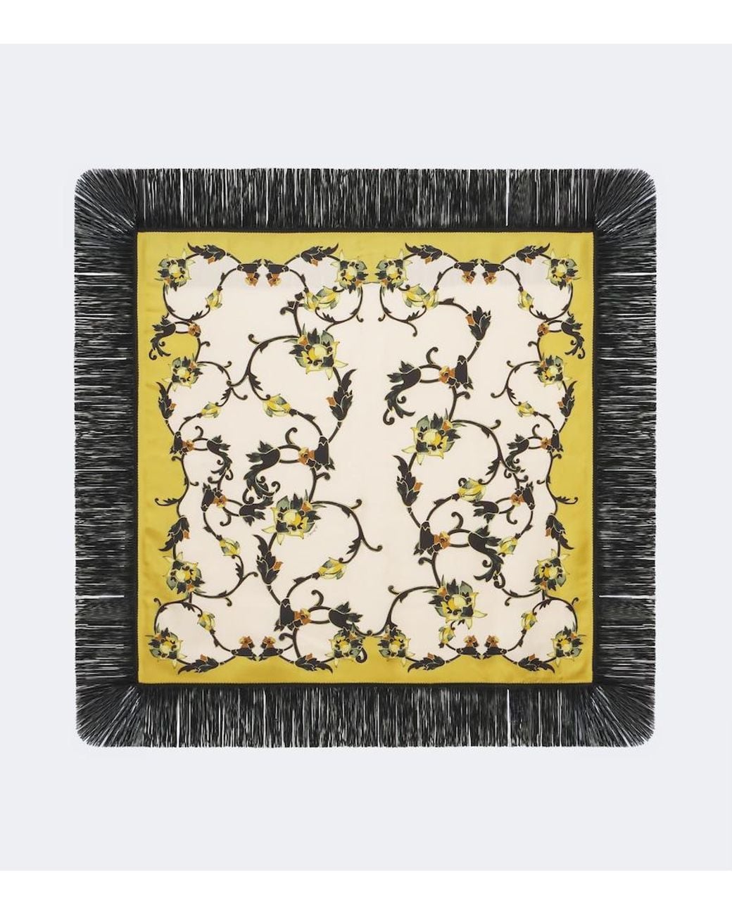 LaDoubleJ Metallic Buttercup Reversible Fringed Silk Scarf