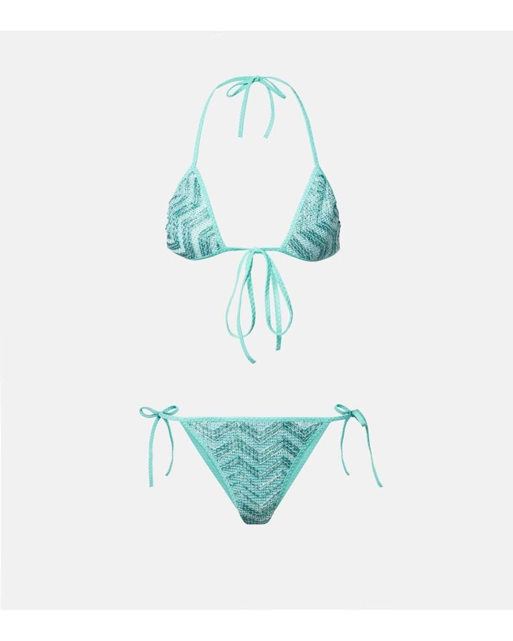 Missoni White Zigzag Lame Bikini Top