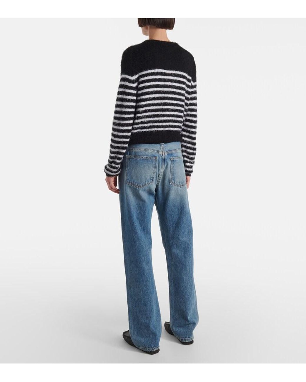 Khaite Black Silk-Cashmere Stripe Cardigan